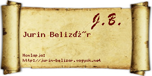 Jurin Belizár névjegykártya